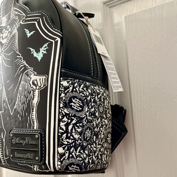 Disney Parks Loungefly Haunted Mansion Backpack Hatbox Ghost Glow In The Dark - Picture 5 of 16